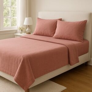 Vintage Stevens Rose Flannel Full Sheet Set 100% Cotton No Iron USA Made